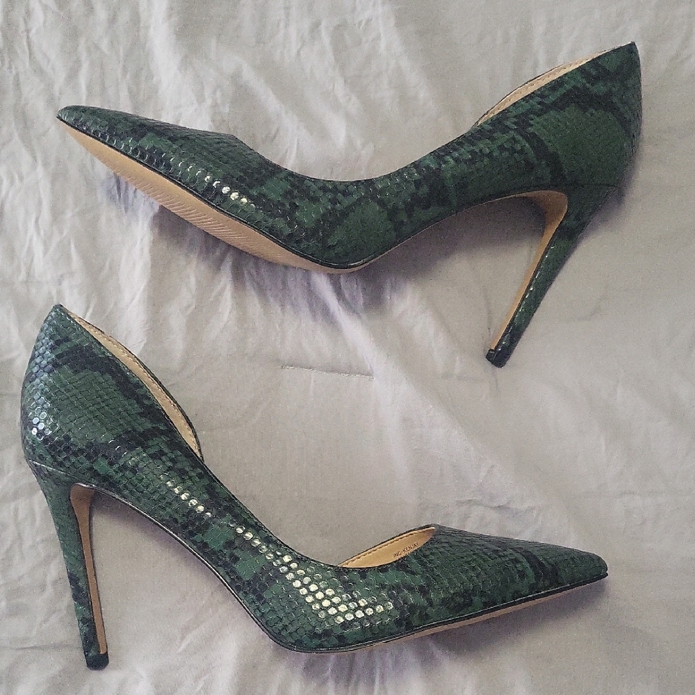 INC International Concepts Green Snake Print Heels